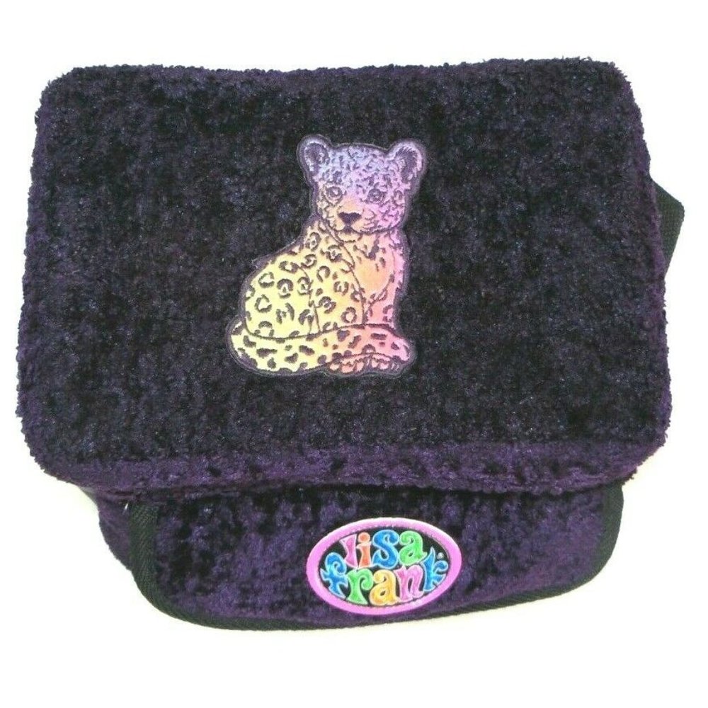 Lisa Frank Purple Plush Leopard Cheetah Insulated Lunch Bag Zip VINTAGE VTG